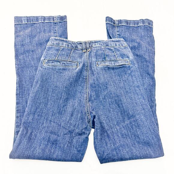OAT NY Flare Dark Wash Denim Jeans Seamed Back Pocket Size 4 / 27 - Picture 5 of 8